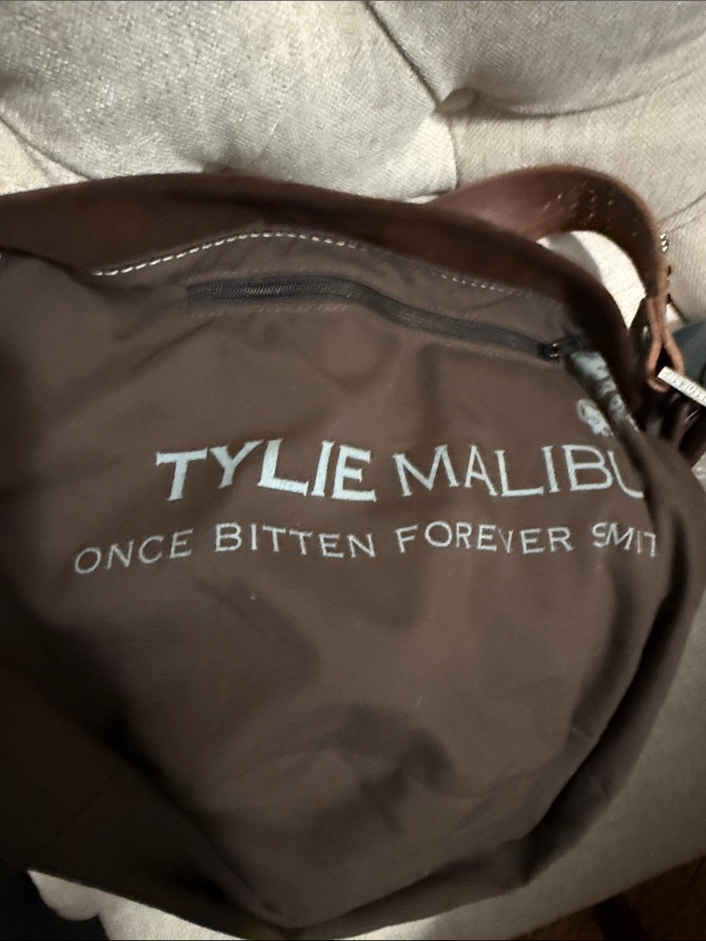 Tylie Malibu Dark Brown Suede Shoulder Bag with Leather Studded Strap - Picture 10 of 14